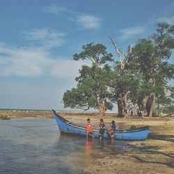 People relaxing in water