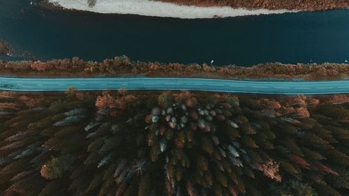 Aerial view of empty road