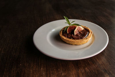 Close-up of dessert in plate on table