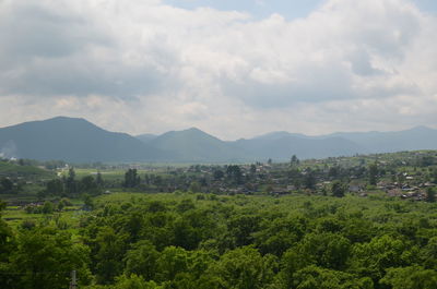 Scenic view of townscape against sky