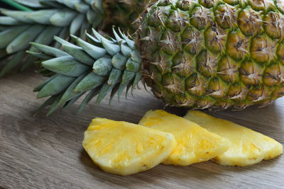 Close-up of bananas on table