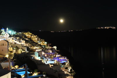 Illuminated buildings at night