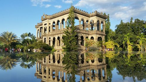 Reflection of building in water