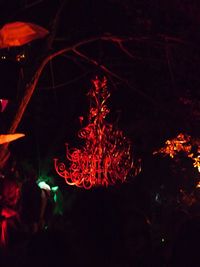 Close-up of light trails at night