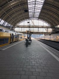 Train at railroad station platform