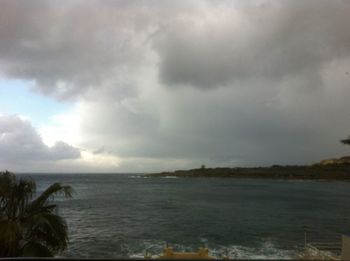 Scenic view of sea against cloudy sky