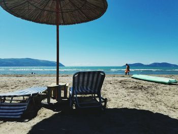 Scenic view of beach against clear sky