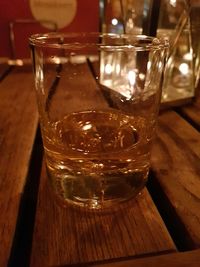 Close-up of beer in glass on table