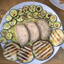 High angle view of food in plate