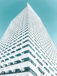 Low angle view of modern building against clear sky