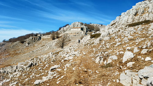 Mountain refuge on the top of cervati mountain in cilento national park
