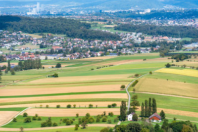 High angle view of townscape against sky