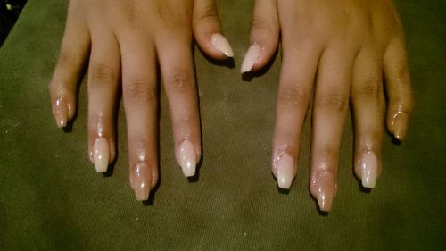 Close-up of woman with hands