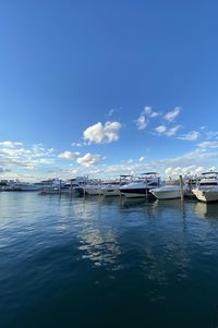 Scenic view of sea against blue sky