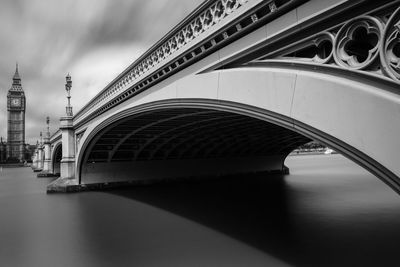 View of bridge over river in city