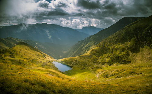 Scenic view of mountains against sky