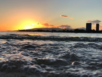 Scenic view of sea against sky during sunset