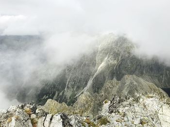 Scenic view of mountains during winter