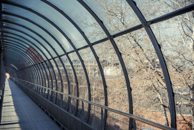 Glass tunnel on sunny day