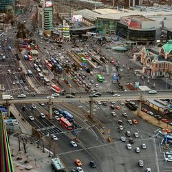 High angle view of city street