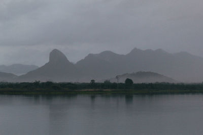 Scenic view of lake against clear sky