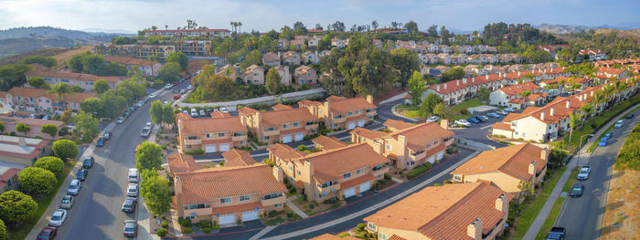 High angle view of townscape against sky