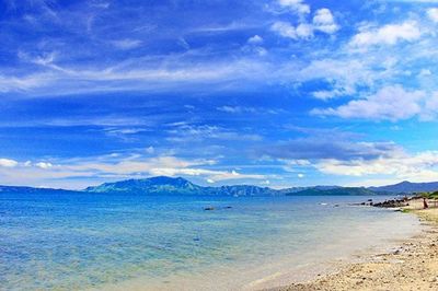 Scenic view of sea against cloudy sky