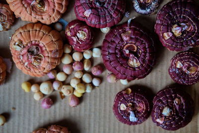 High angle view of food on table