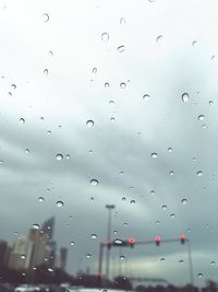 Close-up of water drops on glass