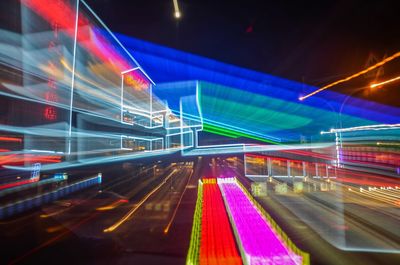 Blurred motion of train at night