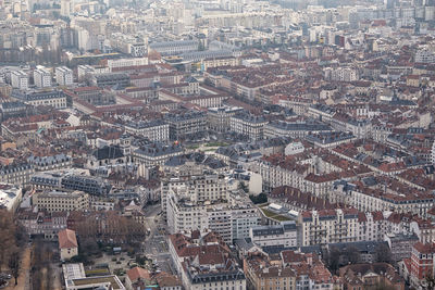 High angle view of city buildings