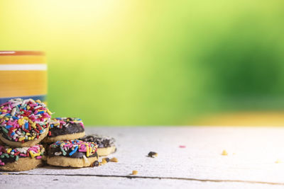 Close-up of cake on table