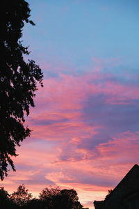 Low angle view of silhouette trees against sky during sunset