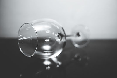 Close-up of glass ball on table