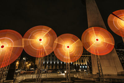 Low angle view of illuminated chandelier