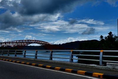 Bridge over road against sky