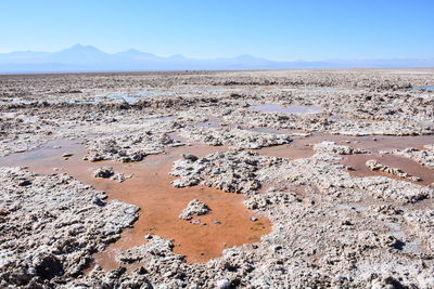 Scenic view of desert against blue sky