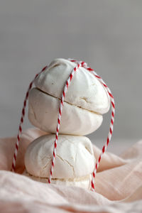 Close-up of ice cream cone on table