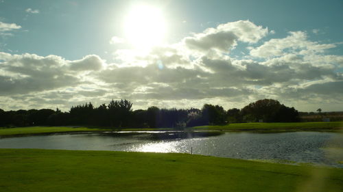 Scenic view of lake against sky