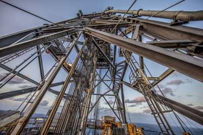 Offshore drilling during sunset in the gulf of mexico