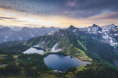 Beautiful "twin lakes" lakes from the top of winchester mountain, usa