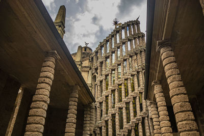 Low angle view of old building against sky