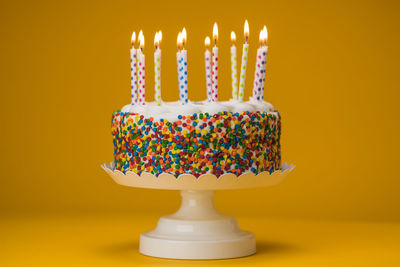 Close-up of multi colored cake