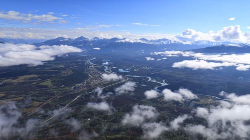 High angle view of landscape against sky