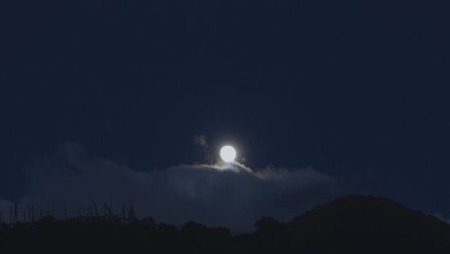 Low angle view of silhouette against sky at night