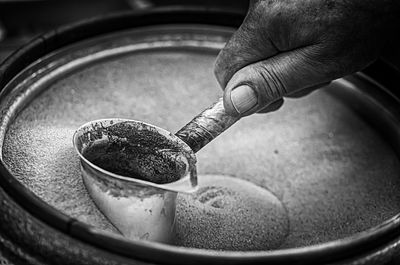 Close-up of man holding ice cream