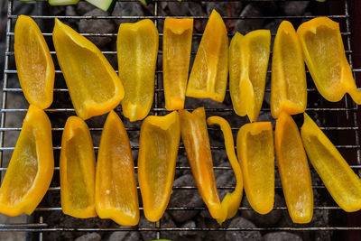 High angle view of yellow fruits for sale