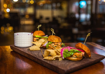 Close-up of food on cutting board