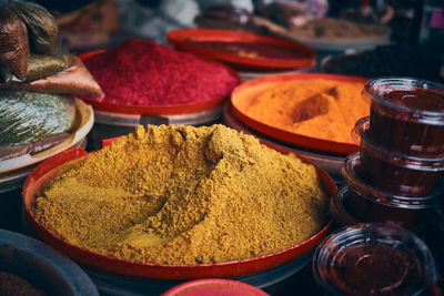 High angle view of food for sale