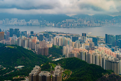 High angle view of buildings in city